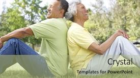  Presentation with older couple - PPT layouts enhanced with older african american seniors - portrait of senior couple background and a mint green colored foreground