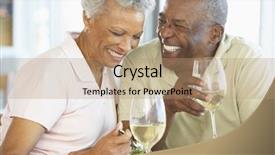  Presentation with older couple - Beautiful theme featuring older african american seniors - senior couple having lunch together backdrop and a coral colored foreground