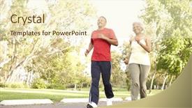  Presentation with older couple - Colorful slide deck enhanced with older african american seniors - senior couple jogging in park backdrop and a cream colored foreground