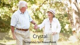  Presentation with older couple - PPT theme with older african american seniors - senior couple walking in park background and a lemonade colored foreground