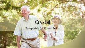  Presentation with older couple - Colorful slides enhanced with older african american seniors - senior couple walking in park backdrop and a blonde colored foreground