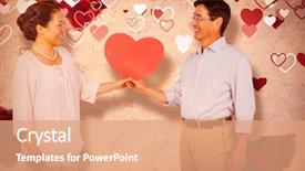  Presentation with older couple - Audience pleasing slide deck consisting of couple holding heart against love backdrop and a coral colored foreground