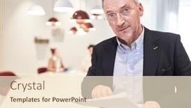  Presentation with experience - PPT theme consisting of older-businessman-as-manager background and a lemonade colored foreground