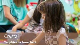  Presentation with kindergarten - Presentation theme enhanced with older colleagues interacting during free background and a coral colored foreground