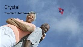  Presentation with older couple - Beautiful theme featuring older couple flying kite backdrop and a teal colored foreground