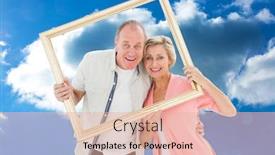  Presentation with older couple - Slide deck with  background and a  colored foreground