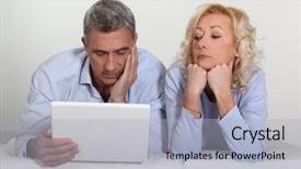  Presentation with older couple - Colorful presentation theme enhanced with older couple with a laptop backdrop and a light gray colored foreground