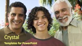  Presentation with little boy - Colorful presentation theme enhanced with older family - boy with father and grandfather backdrop and a tawny brown colored foreground