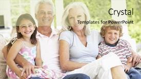  Presentation with suger cane - Colorful slide set enhanced with older family - grandparents and grandchildren sitting backdrop and a soft green colored foreground