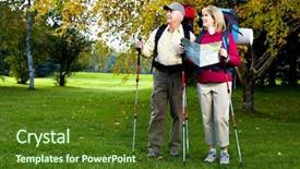  Presentation with senior couple - Cool new slides with older family - senior tourists couple hiking backdrop and a tawny brown colored foreground