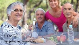  Presentation with picnic - PPT theme enhanced with older family - senior woman having a picnic background and a light blue colored foreground