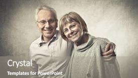 Presentation with active seniors senior couple - Amazing PPT theme having older family - smiling senior couple backdrop and a  colored foreground