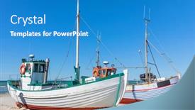  Presentation with fishing boats - Audience pleasing slide deck consisting of older-fishing-boats backdrop and a teal colored foreground