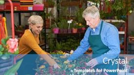  Presentation with older woman - Presentation theme enhanced with older-gardener-and-young-woman background and a teal colored foreground