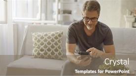  Presentation with older adult - Slides enhanced with older-man-at-home-sitting background and a violet colored foreground