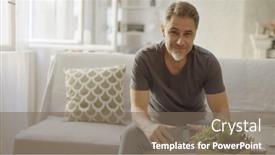  Presentation with older adult - Slide set consisting of older-man-at-home-sitting background and a violet colored foreground