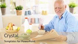  Presentation with old newspaper - Cool new slides with older man reading newspaper backdrop and a lemonade colored foreground