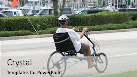  Presentation with old man and his music - Audience pleasing presentation design consisting of older man riding a bicycle backdrop and a  colored foreground