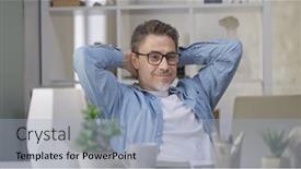  Presentation with older adult - PPT layouts enhanced with older-man-sitting-at-desk background and a light blue colored foreground