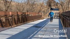  Presentation with walking trail - Presentation design featuring older-man-with-a-backpack background and a  colored foreground