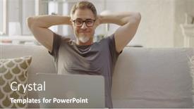  Presentation with older adult - Slide deck with older-man-working-online background and a  colored foreground