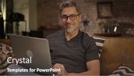  Presentation with older adult - PPT theme enhanced with older-man-working-online background and a tawny brown colored foreground