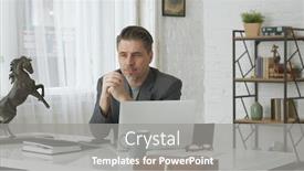  Presentation with home office - PPT theme consisting of older-man-working-with-laptop background and a gray colored foreground