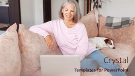  Presentation with internet surfing - Slides consisting of older-mature-woman-using-wireless background and a soft green colored foreground