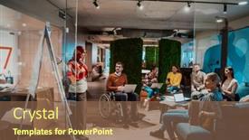  Presentation with diverse people - Slides featuring older-muslim-businesswoman-presents background and a tawny brown colored foreground