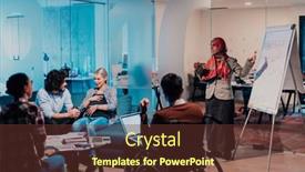  Presentation with diverse people - Presentation design having older-muslim-businesswoman-presents background and a tawny brown colored foreground