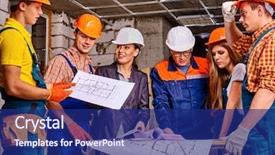  Presentation with old people help the people - Presentation design enhanced with older paper - business group people in builder background and a navy blue colored foreground