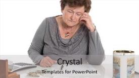  Presentation with pensioner - Amazing presentation theme having older paper - sad pensioner woman have money backdrop and a light gray colored foreground
