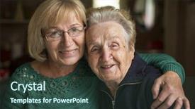  Presentation with older woman - Beautiful slide set featuring older people - portrait of an adult woman backdrop and a tawny brown colored foreground