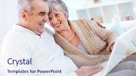  Presentation with wife - Beautiful presentation featuring older people - portrait of mature man backdrop and a sky blue colored foreground