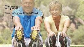  Presentation with older couple - PPT theme enhanced with older people - senior couple exercising in park background and a mint green colored foreground