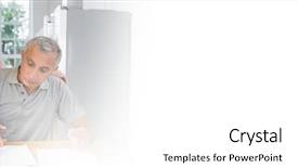  Presentation with agreement signing - Slide set having older people signing paper background and a  colored foreground