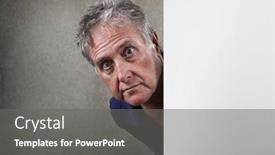  Presentation with wall - Presentation theme enhanced with older-senior-man-peeks-around background and a gray colored foreground