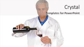  Presentation with sommelier - Cool new PPT theme with older sommelier pouring red wine backdrop and a white colored foreground