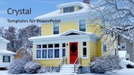  Presentation with north america 3d - Presentation theme consisting of older traditional north america home background and a light blue colored foreground