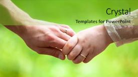  Presentation with lovers - Beautiful PPT theme featuring older wedding - close up hands of lovers backdrop and a seafoam green colored foreground