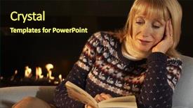  Presentation with older woman - Colorful PPT theme enhanced with older wedding - mature woman reading in front backdrop and a wine colored foreground