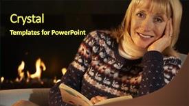  Presentation with fire - Colorful slide deck enhanced with older wedding - mature woman reading in front backdrop and a wine colored foreground