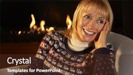  Presentation with fire - Beautiful theme featuring older wedding - mature woman relaxing in front backdrop and a tawny brown colored foreground