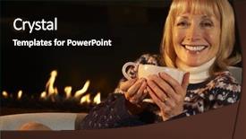  Presentation with fire - Beautiful PPT theme featuring older wedding - mature woman relaxing in front backdrop and a black colored foreground