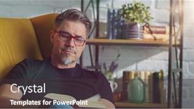  Presentation with book glasses - PPT theme consisting of older-white-man-in-glasses background and a tawny brown colored foreground