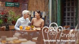  Presentation with older woman - Colorful slide set enhanced with older-woman-and-her-young backdrop and a tawny brown colored foreground