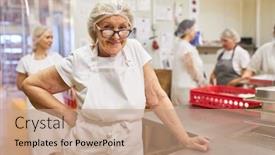  Presentation with older woman - Theme enhanced with older-woman-as-a-bakery background and a coral colored foreground