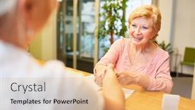  Presentation with older woman - Audience pleasing theme consisting of older-woman-as-a-patient backdrop and a coral colored foreground