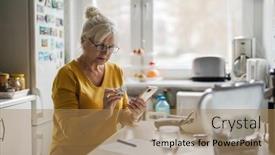  Presentation with older woman - Presentation with older-woman-checking-prescription background and a coral colored foreground