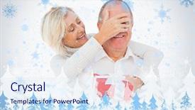  Presentation with older woman - PPT layouts consisting of older woman covering her partners background and a sky blue colored foreground